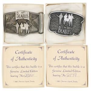 Limited Edition Beatles Belt Buckles 1992 Pewter with COA's